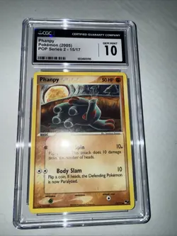 ⭐ CGC 10 GEM MINT ⭐ PHANPY POP Series 2 Pokemon Card 15/17 TCG 2005 - Image 1