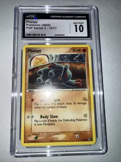 ⭐ CGC 10 GEM MINT ⭐ PHANPY POP Series 2 Pokemon Card 15/17 TCG 2005 - Image 2