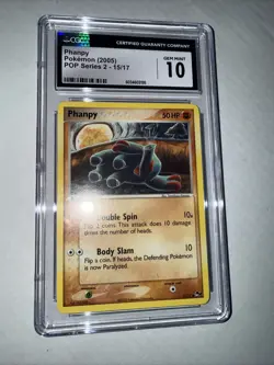 ⭐ CGC 10 GEM MINT ⭐ PHANPY POP Series 2 Pokemon Card 15/17 TCG 2005 - Image 4