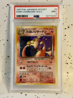 1997 POKEMON TCG ROCKET - JAPANESE DARK CHARIZARD HOLO #6 - PSA 9 - LARGE SWIRL* - Image 1