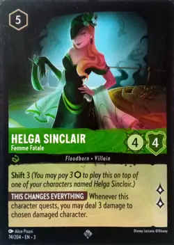 74/204 HELGA SINCLAIR FEMME FATALE INKLANDS SUPER RARE DISNEY LORCANA CARD - Image 1