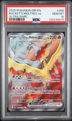 2025 POKEMON DRI EN-DESTINED RIVALS ULTRA RARE TEAM ROCKET'S MOLTRES EX PSA 10 - Image 1
