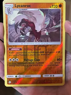 POKEMON LYCANROC #124/236 RARE REVERSE HOLOFOIL NM COSMIC ECLIPSE CARD - Image 1