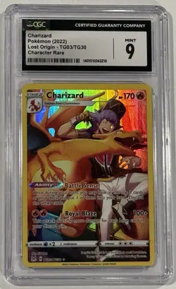 Charizard Character Rare TG03/TG30 Sword & Shield - Lost Origin Pokemon CGC 9 - Image 1