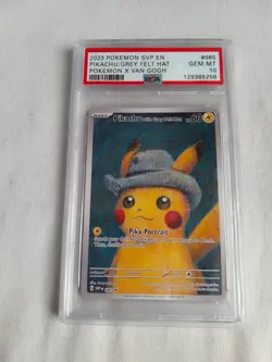 Pikachu Grey Felt Hat 2023 Pokemon x Van Gogh SVP 085 PSA 10 - Image 2