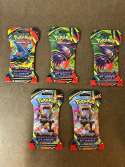 Lot Of 5 Pokemon TCG Mega Evolution Phantasmal Flames Booster Pack Lot - 5 Packs - Image 1