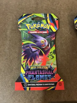 Lot Of 5 Pokemon TCG Mega Evolution Phantasmal Flames Booster Pack Lot - 5 Packs - Image 3