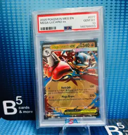 2025 POKEMON MEG EN-MEGA EVOLUTION 077 MEGA LUCARIO EX PSA 10 - Image 1