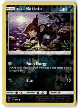 Pokemon Card Alolan Rattata LP SM - Burning Shadows Reverse Holo Common 81/147 - Image 1