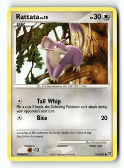 Pokemon Card Rattata Normal LP Secret Wonders Common 103/132 - Image 1