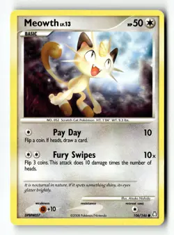 Pokemon Card Meowth LP Legends Awakened 106/146 - Image 1