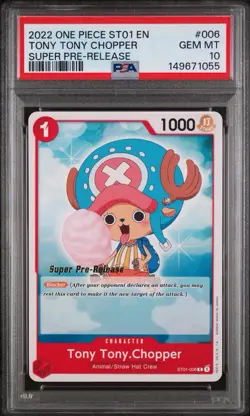 2022 One Piece English SUPER PRE RELEASE ST01-006 TONY TONY CHOPPER PSA 10 - Image 1