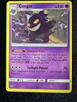 Pokemon TCG Gengar 70/214 Sm-Unbroken Bonds Regular Rare Card NM - Image 1