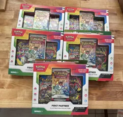 Lot of 5 Pokemon TCG First Partner Pack Series 1 Illustration Collection Box New - Image 1