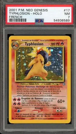 Pokemon Typhlosion Neo Genesis Unl. FRENCH Holo Rare #17 DAMAGED SLAB PSA 7 - Image 1