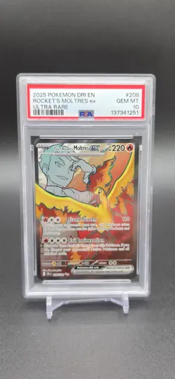 Pokemon TCG Team Rockets Moltres EX 208/182 Sv10: Destined Rivals PSA 10 - Image 1