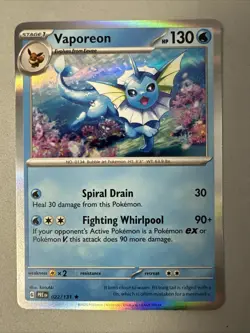 Pokemon TCG * SV Prismatic Evolutions * 022/131 Vaporeon Rare HOLO * FRESH PK - Image 1