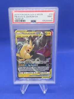 Pokemon Sun & Moon Team Up Pikachu & Zekrom GX Tag Team 33/181 Ultra Rare PSA 9 - Image 1