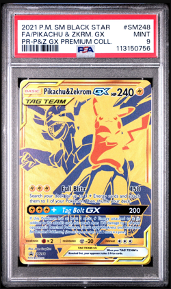 PSA 9 Pikachu & Zekrom GX Tag Team SM248 Promo Sun & Moon Pokemon 2021 #SM248 - Image 1