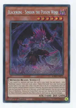 Yugioh RA01-EN012 Blackwing - Simoon the Poison Wind Secret Rare 1st Ed NM/LP - Image 1
