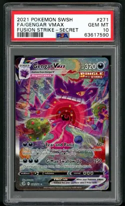 Pokemon 2021 Gengar VMAX 271/264 Alt Art Fusion Strike GEM MINT PSA 10 - Image 1