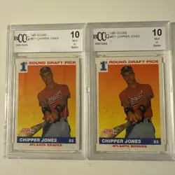Lot Of 2 1991 Score Chipper Jones Rookie Card RC #671 HOF Atlanta Braves BCCG 10 - Image 1