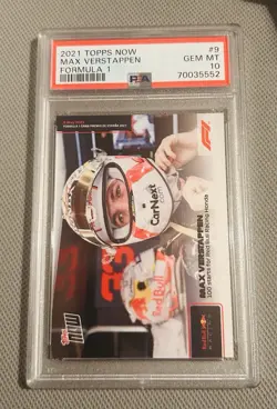 Max Verstappen PSA 10 GEM MT 2021 Topps Now F1 Formula 1 #9 Red Bull 100 Starts - Image 1