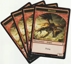 ✪ 4 MAGIC The Gathering DRAGON Red Creature Token PLAYSET BFZ/EN NM/EX - Image 1