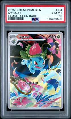 PSA 10 GEM MINT Pokemon Card Ivysaur 134/132 Illustration Rare Mega Evolution - Image 1
