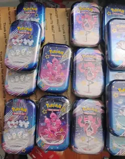 LOT OF 19 Pokemon Scarlet & Violet Paldean Fates Mini Tins Art Sealed English - Image 3