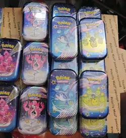 LOT OF 19 Pokemon Scarlet & Violet Paldean Fates Mini Tins Art Sealed English - Image 4