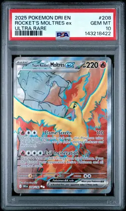 2025 POKEMON DRI EN-DESTINED RIVALS ULTRA RARE TEAM ROCKET'S MOLTRES EX PSA 10 - Image 1