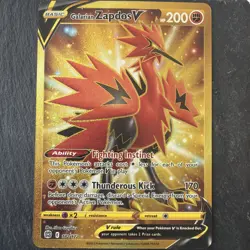 Galarian Zapdos V 182/172 Secret Rare Brilliant Stars Pokemon - Image 1