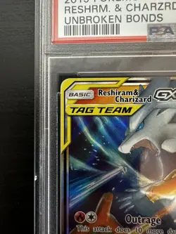 🔥 2019 Pokemon Unbroken Bonds – Reshiram & Charizard GX 20/214 – PSA 10 🔥 - Image 3