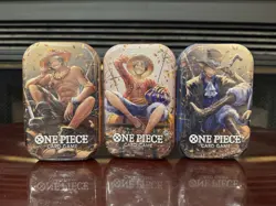 Ace | Luffy | Sabo One Piece Card Game Vol. 2 Mini-Tins FULL SET Set of 3 Sealed - Image 1