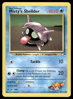 Pokemon Cards Misty's Shellder 89/132 Unlimited Gym Heroes WOTC Common NM *3 - Image 1