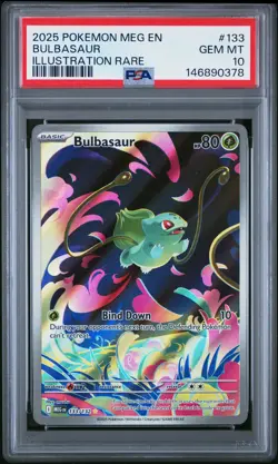 2025 POKEMON MEG EN-MEGA EVOLUTION ILLUSTRATION RARE #133 BULBASAUR PSA 10 - Image 1