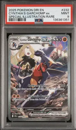 2025 POKEMON DRI EN-DESTINED RIVALS #232 CYNTHIA'S GARCHOMP EX PSA 9 - Image 1
