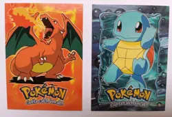 Pokemon Topps Charizard E6 & Squirtle E7 Blue Label Non-Holo Card Lot Vintage - Image 1