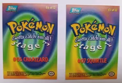 Pokemon Topps Charizard E6 & Squirtle E7 Blue Label Non-Holo Card Lot Vintage - Image 2