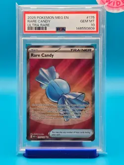 PSA 10 - 2025 POKEMON MEG EN-MEGA EVOLUTION 175 RARE CANDY ULTRA RARE - Image 1