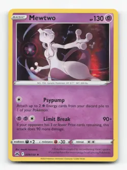 Pokemon TCG - Mewtwo 059/159 Near Mint Holo Rare Crown Zenith - Image 1