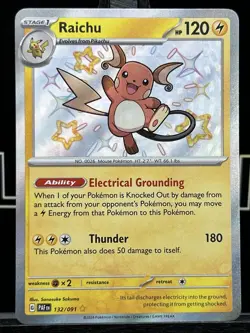 Raichu 132/091 Paldean Fates 2024 SHINY Holo Rare Pokemon Card TCG - Image 3