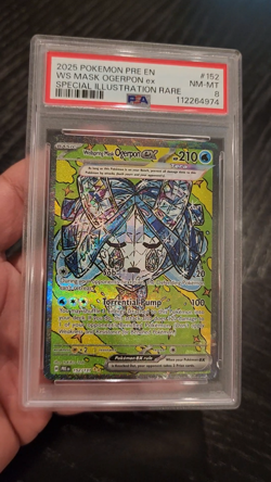 Wellspring MASK OGERPON ex - PSA NM 8 - 2025 POKEMON PRISMATIC EVOLUTIONS #152 - Image 2