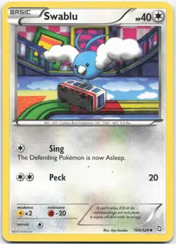 Swablu 104/124 Uncommon Dragons Exalted Pokemon Heavily Played - Image 1