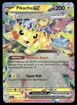 POKEMON PIKACHU EX SURGING SPARKS 057/191 DOUBLE RARE NM/M - Image 1