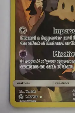 Pokemon Sun and Moon Cosmic Eclipse Mimikyu Alternate/Full Art 245/236 NM - Image 4