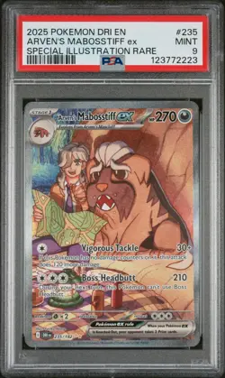 ARVEN'S MABOSSTIFF EX #235 SPECIAL ILLUSTRATION RARE 2025 POKEMON DRI EN PSA 9 - Image 1
