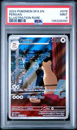 2024 POKEMON SFA EN-SHROUDED FABLE ILLUSTRATION RARE #078 PERSIAN PSA 9 - Image 1