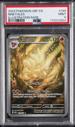 2023 POKEMON OBF EN-OBSIDIAN FLAMES ILLUSTRATION RARE #199 NINETALES PSA 9 - Image 1